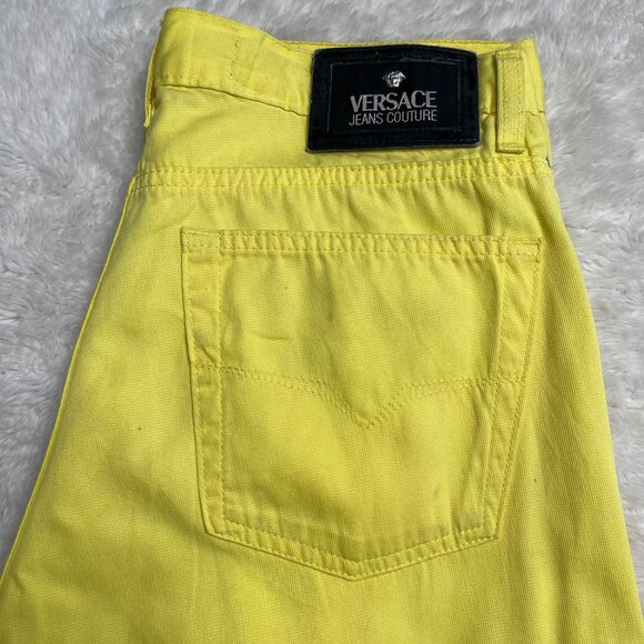VERSACE Women's Yellow 100% Cotton High Rise Full Length Jeans Size 32/46 - Picture 4 of 16